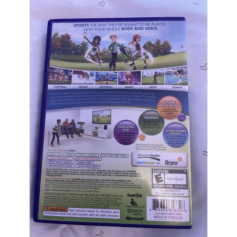 Kinect Sports: Season‎ Two 2 (Microsoft Xbox 360) Complete TESTED